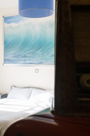 Salty Essaouira-1292 Salty Loving Surf Essaouira Surf & Kite Packages with accommodations - Comfy bed with Wave artwork