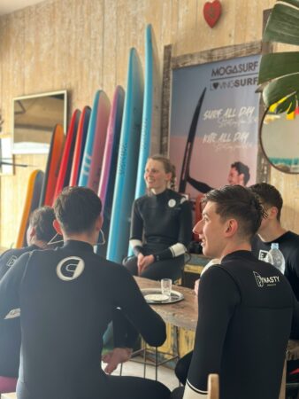 Surf students enjoying Moroccan tea after their surf lesson