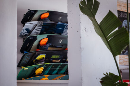 Loving surf Surf shop in Essaouira Morocco with kiteboards in background