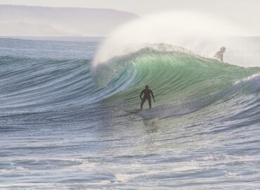 Surfer riding the waves in Morocco