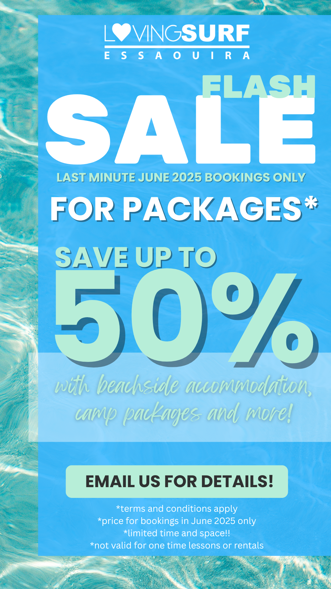 JUNE 2025 SURF & KITE CAMP PACKAGE SALE AT LOVING SURF ESSAOUIRA