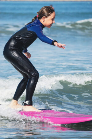 Loving Surf Student surfing first waves in Essaouira, Morocco.