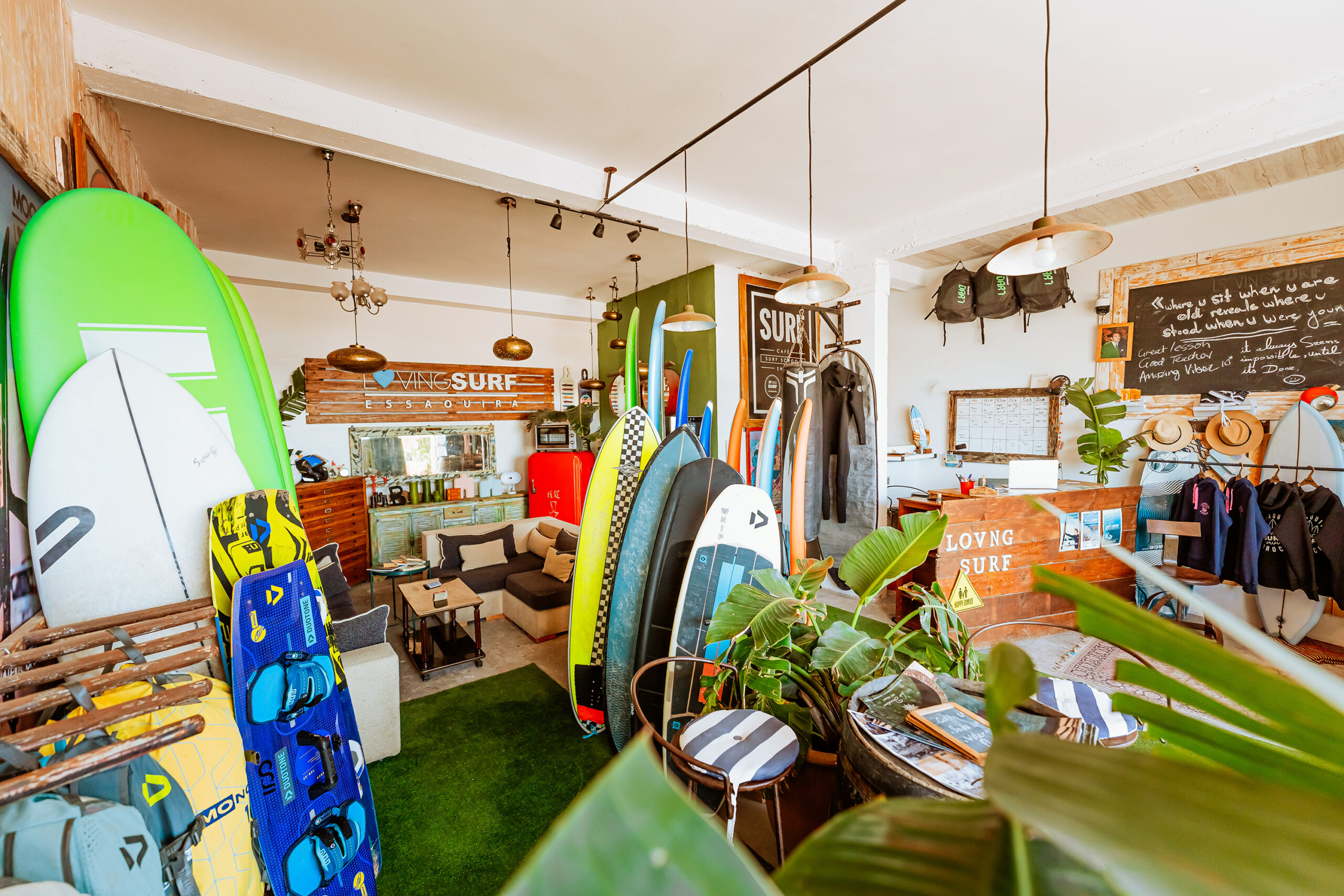 surf shop inside surf, wing and kite school in essaouira Morocco Loving Surf
